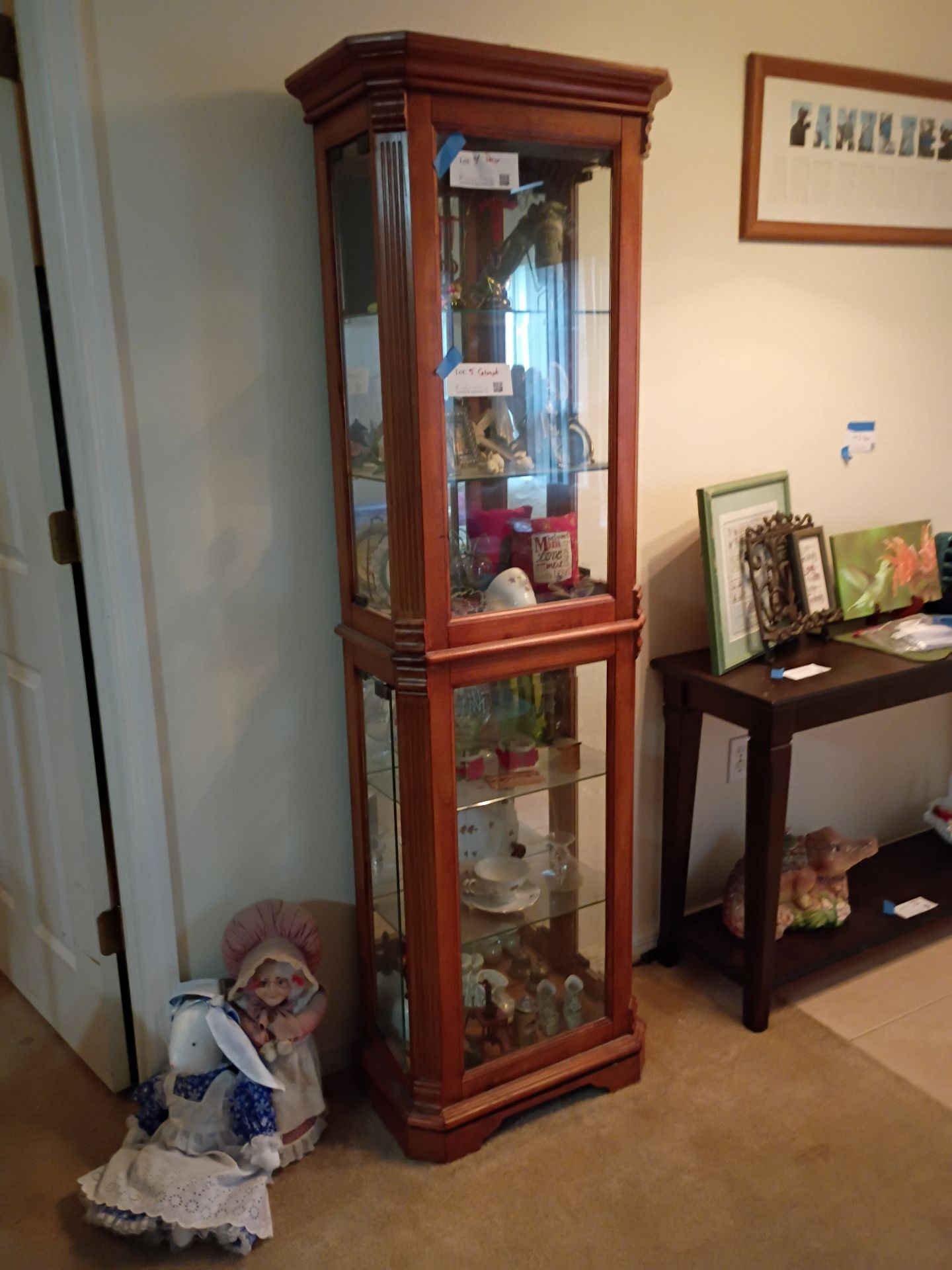 Tall Wood and Glass Curio Display Cabinet - image 1 of 6