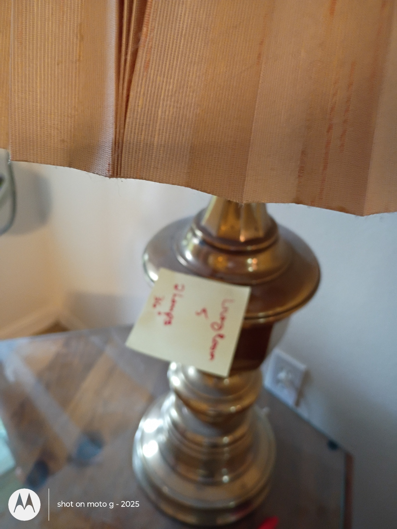 Brass Table Lamps with Pleated Shades - image 3 of 8