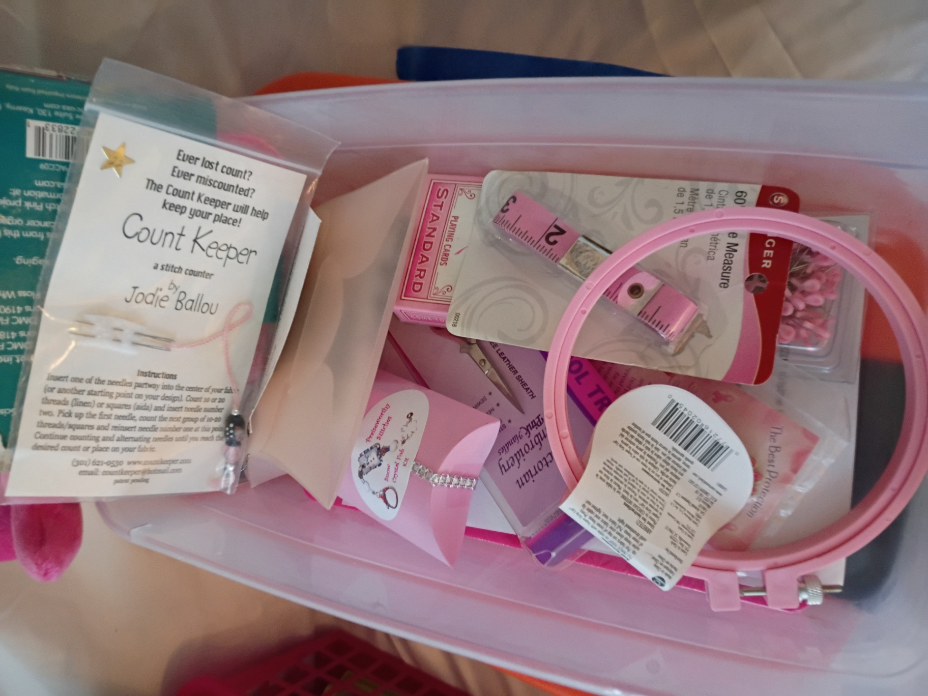 Cross Stitch Kits, Craft Supplies, and Pink Plush Bear - image 6 of 10