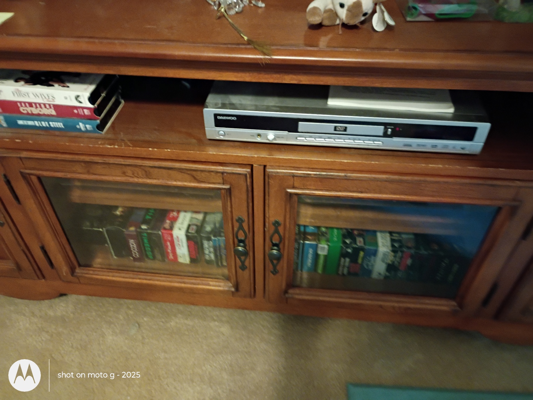 Wood Entertainment Center with Shelving and Cabinets - image 2 of 13