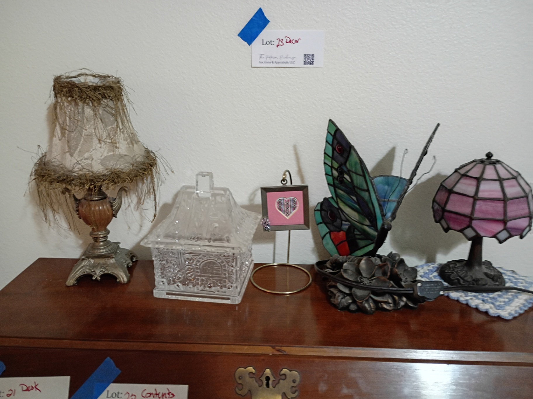 Decorative Lamps, Glass Container, Butterfly Light, and Framed Heart Decor - image 1 of 6
