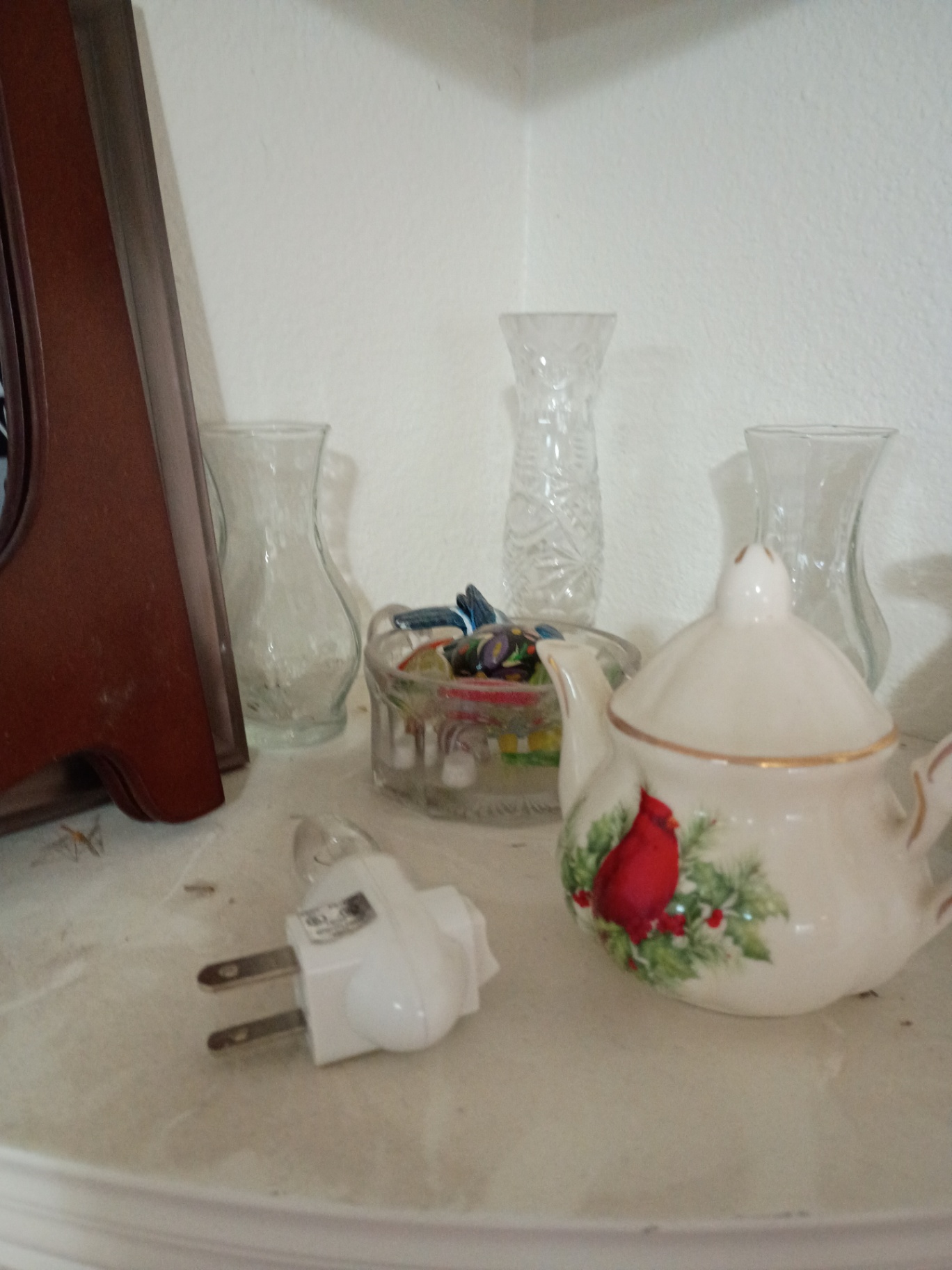 Decorative Figurines, Glass Lamp, Picture Frame, and Ceramic Pitchers - image 6 of 7