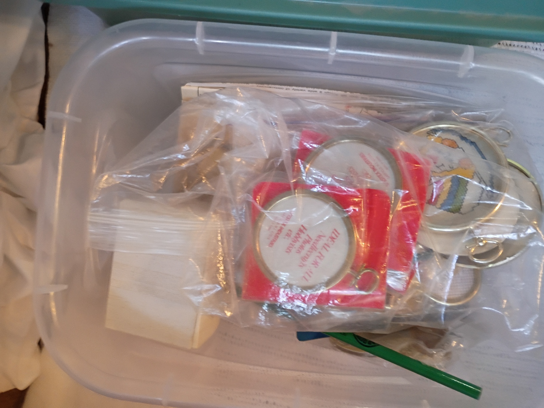 Plastic Storage Bins with Cross Stitch and Craft Supplies - image 6 of 7