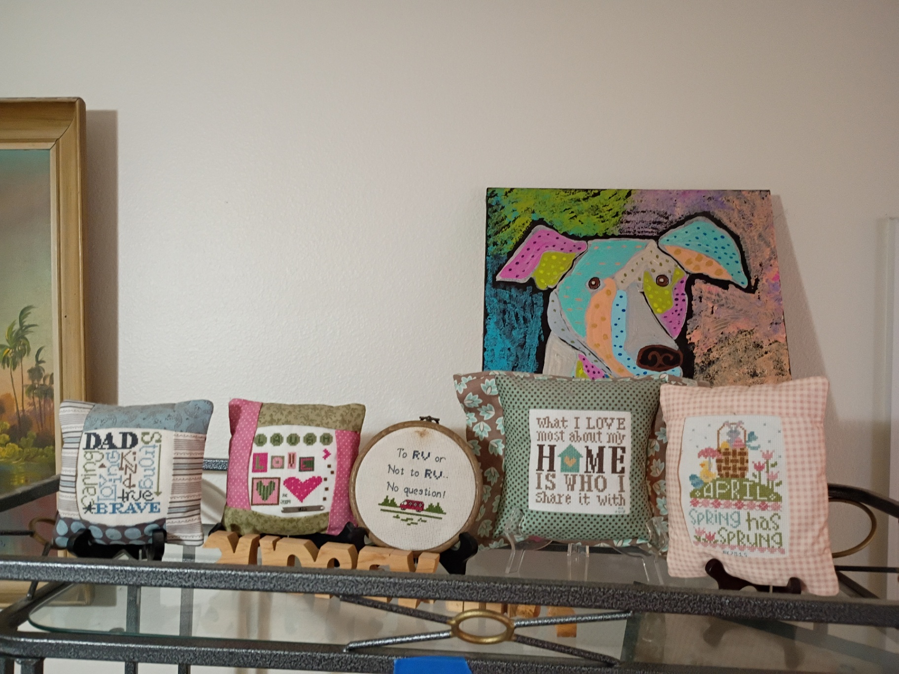 Assorted Handmade Decorative Pillows, Cross-Stitch Decor, and Wall Art - image 1 of 15