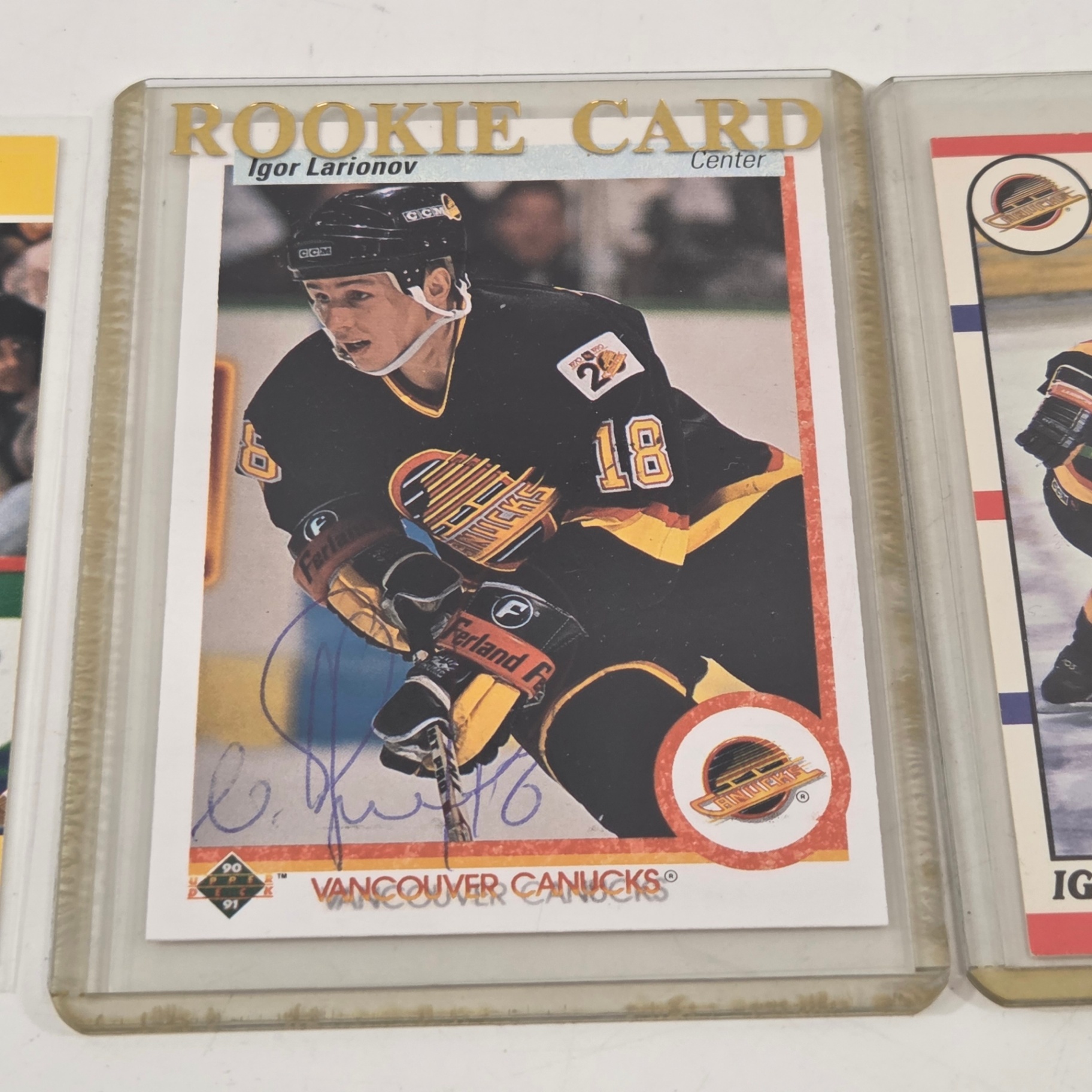 3 Signed Larionov Hockey Cards - image 3 of 4