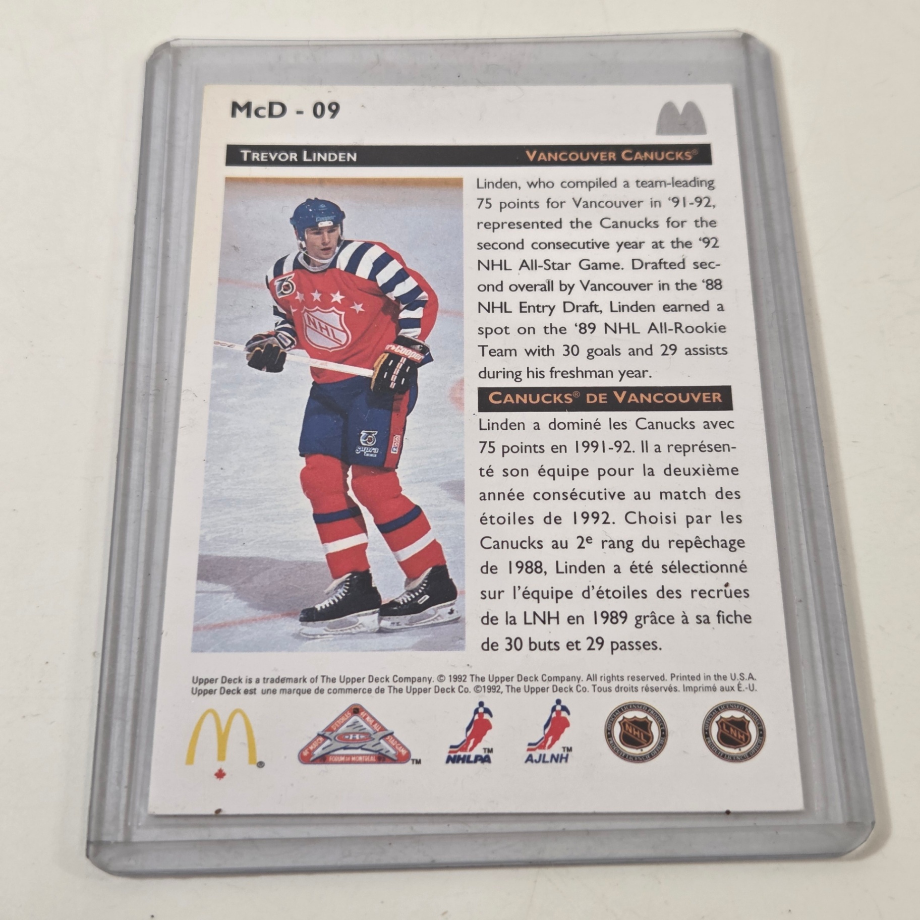 Signed Trevor Linden Hockey Card - image 2 of 2