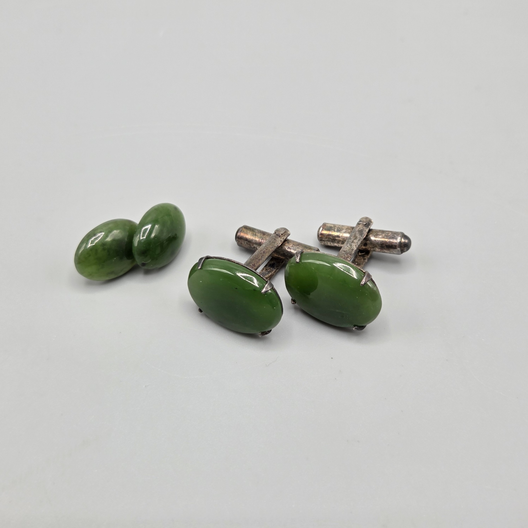 Jade Stud Earrings and Cufflinks - image 1 of 3