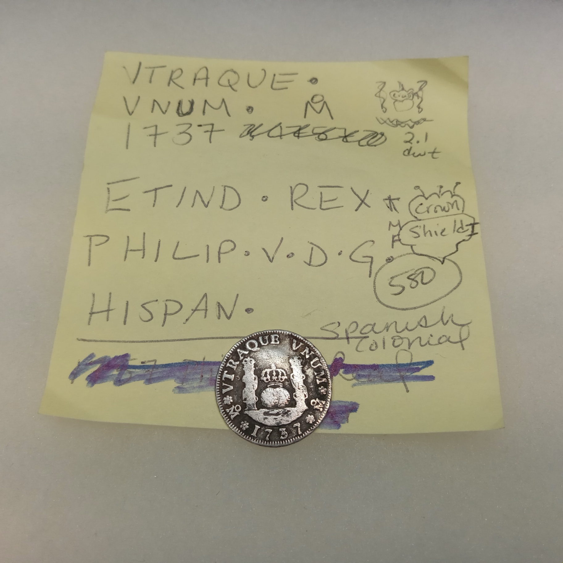 1737 Spanish Silver 1 Real Coin - image 3 of 4