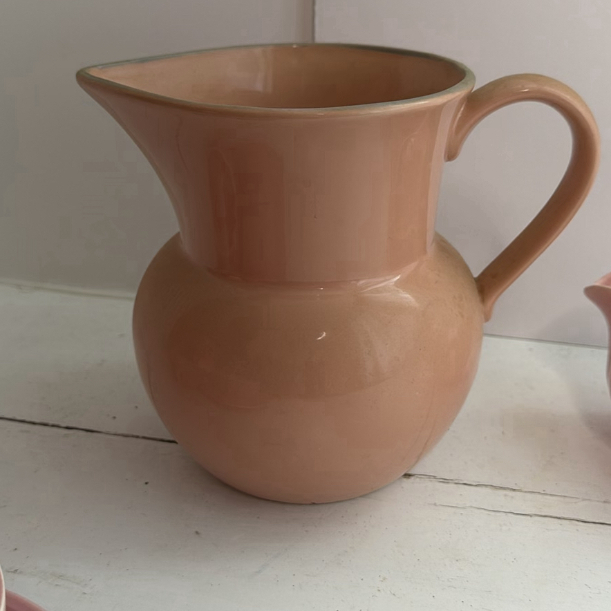 Pink Pastel Ceramics pitcher, gravy boat, teacups and saucers -  Including Shenandoah - image 5 of 9