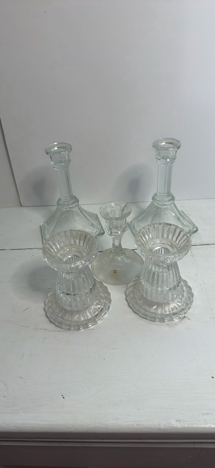 Vintage Glass Candlestick Holder Lot - image 1 of 4