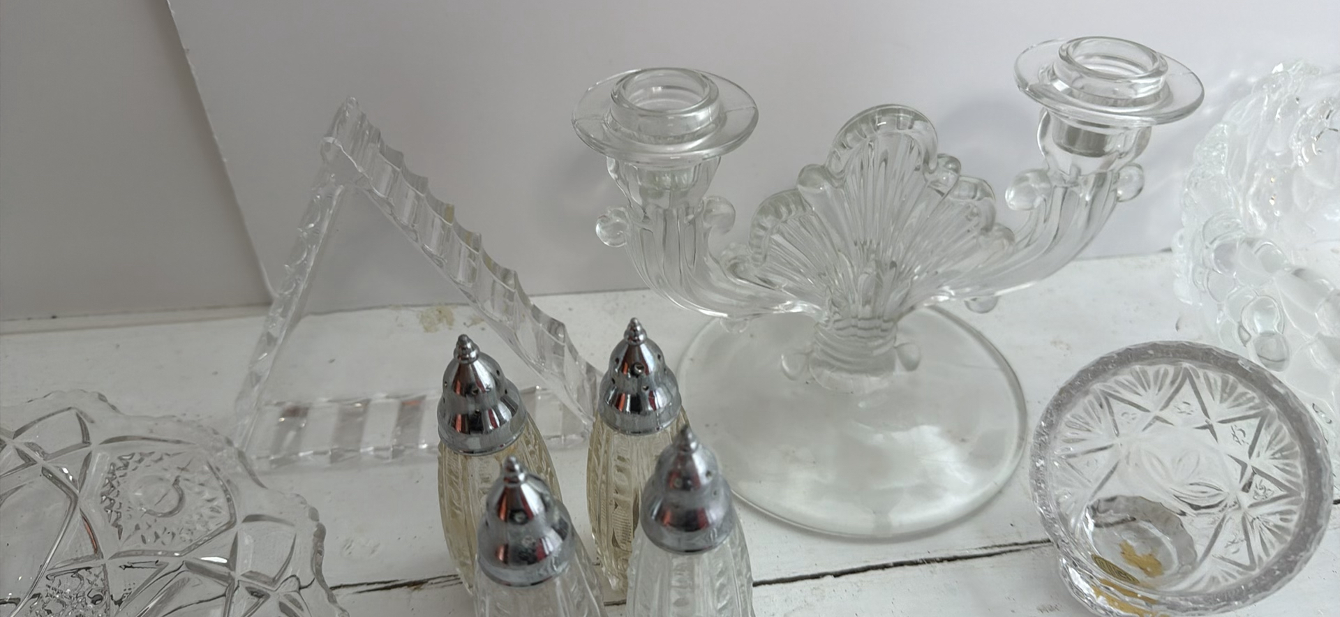 Clear Glass Tableware Lot - Serving Trays, Candlestick Holder etc - image 4 of 5