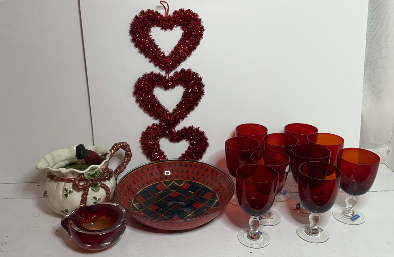 Seeing Red - Assorted Red Glassware and Hoiday Decor Including Fitz and Floyd - image 1 of 7