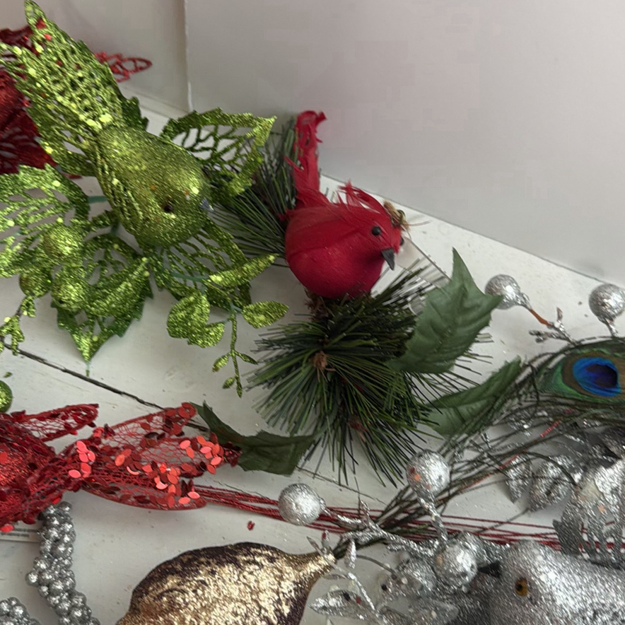 Assorted Glitter Holiday Decor Including Bird Figurines - image 4 of 5