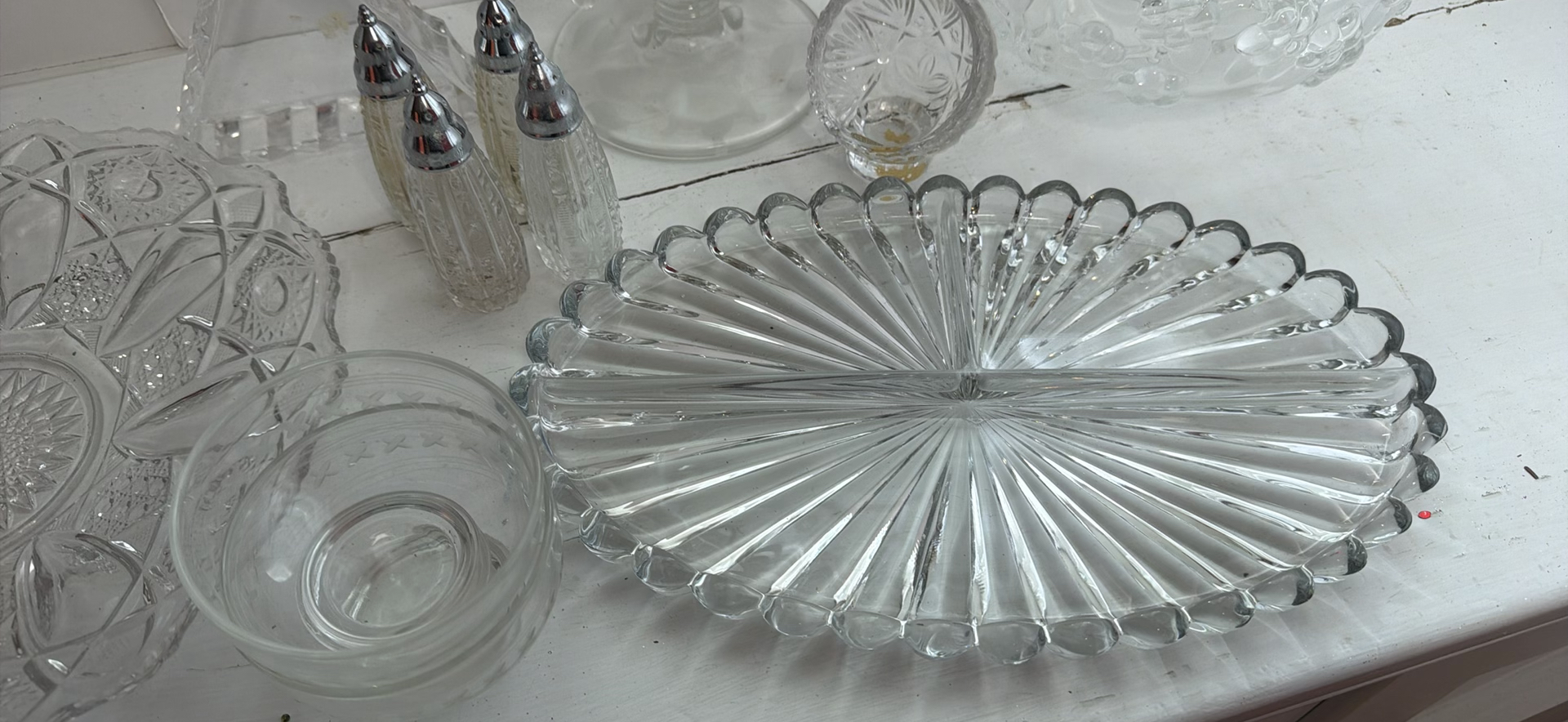 Clear Glass Tableware Lot - Serving Trays, Candlestick Holder etc - image 3 of 5
