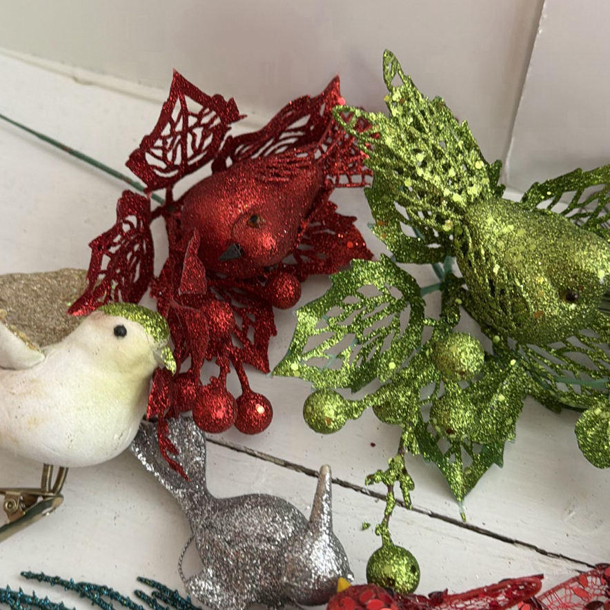 Assorted Glitter Holiday Decor Including Bird Figurines - image 5 of 5