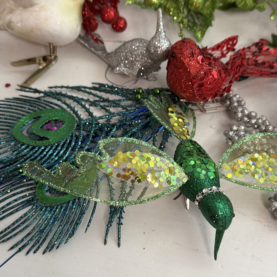 Assorted Glitter Holiday Decor Including Bird Figurines - image 2 of 5
