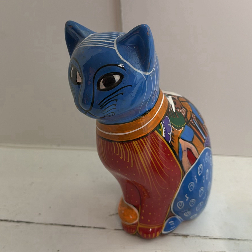 Colorful Ceramic Cat Figurines Mexican Folk Art Style - image 2 of 4
