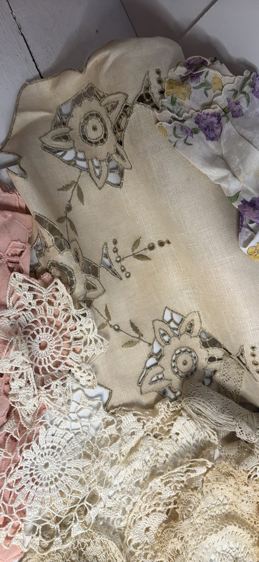 Assorted Fabrics and Textiles some Crotcheted - image 3 of 5