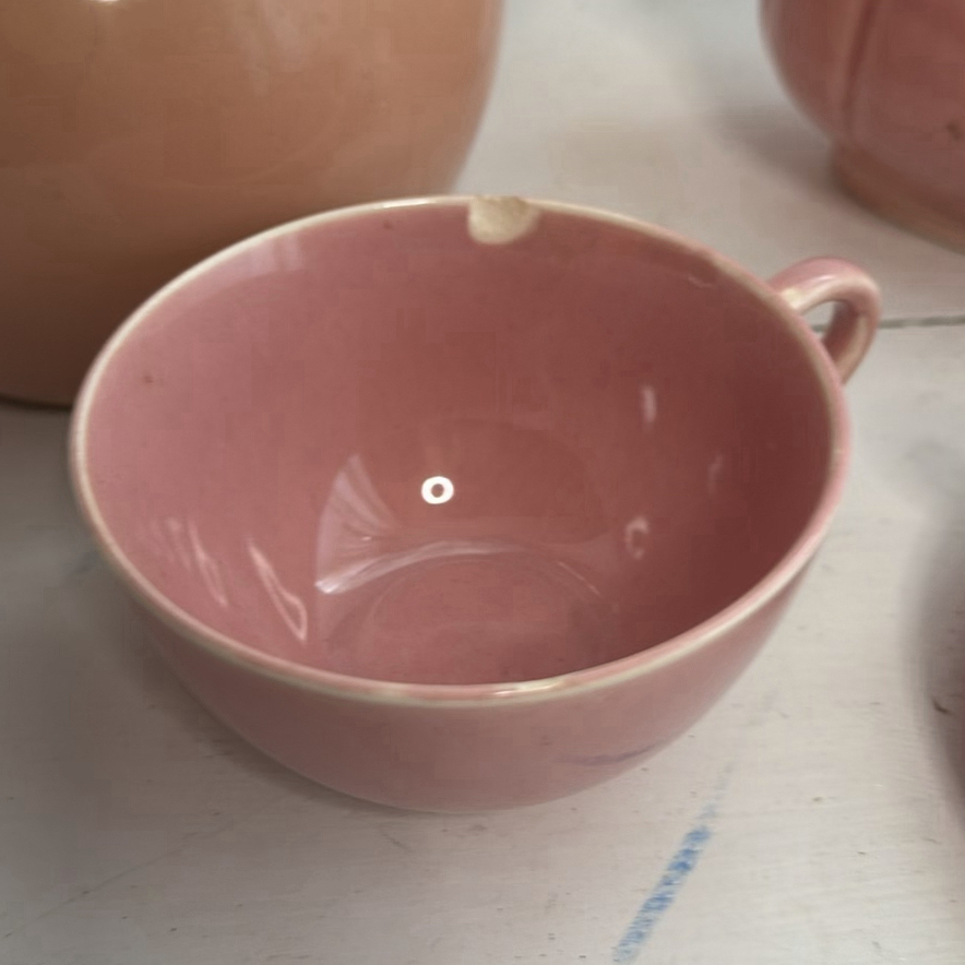 Pink Pastel Ceramics pitcher, gravy boat, teacups and saucers -  Including Shenandoah - image 3 of 9