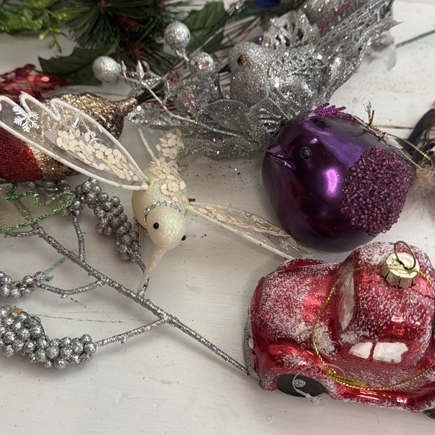 Assorted Glitter Holiday Decor Including Bird Figurines - image 3 of 5