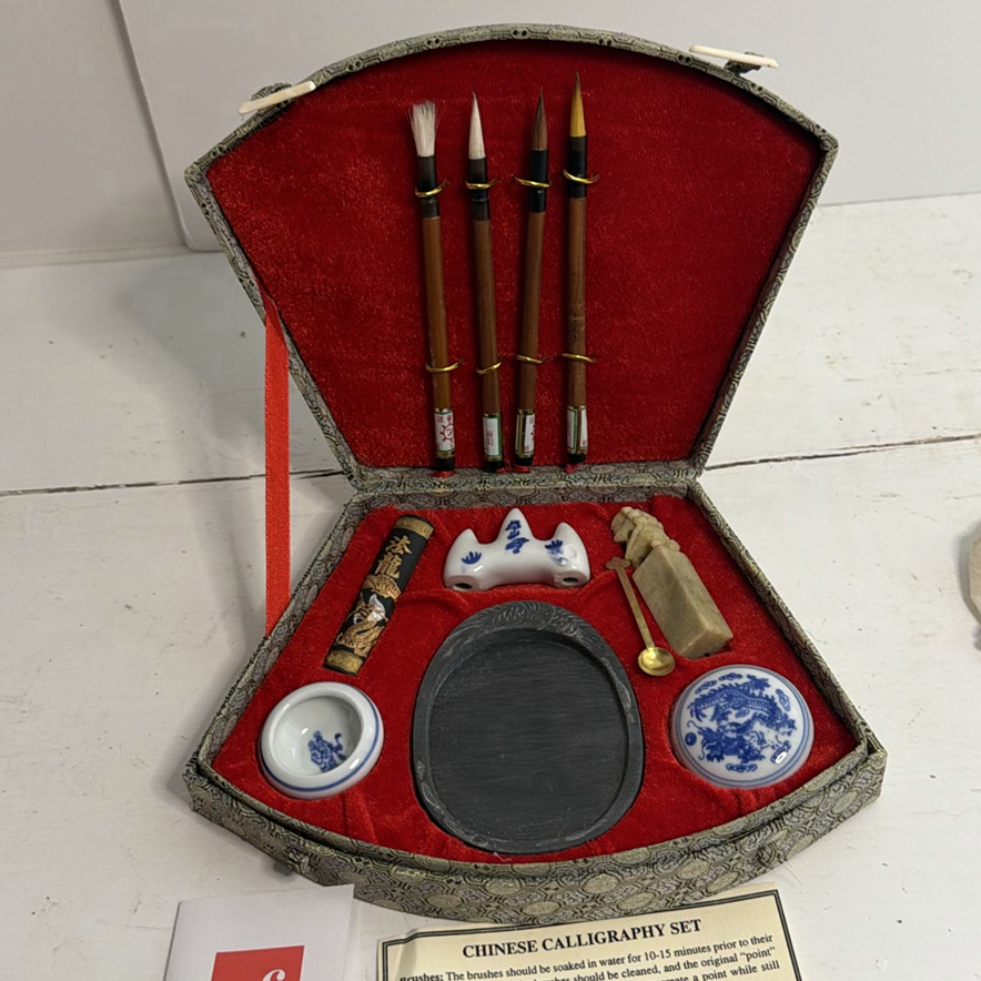 Vintage Chinese Calligraphy Set with Brushes and Accessories - image 3 of 3