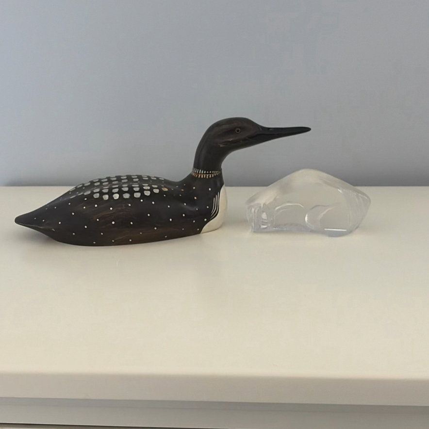 Hand-Carved Loon by RON SADLER & MATS JONASSON Crystal Sculpture - image 1 of 14