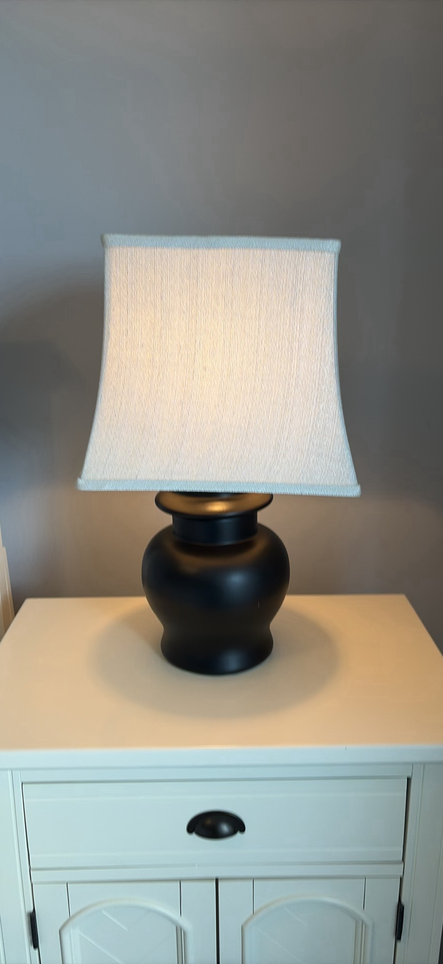 Two Black Table Lamps with White Fabric Shade - image 1 of 10