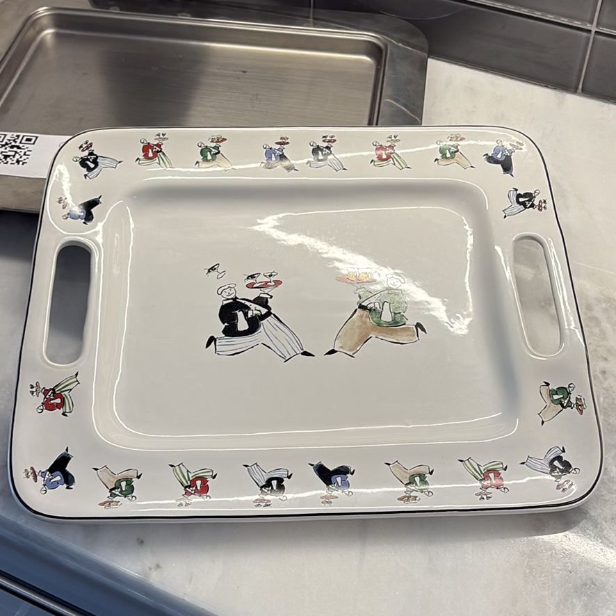 Ceramic Serving Tray and Stainless Steel Warming/Cooling Tray - image 3 of 11