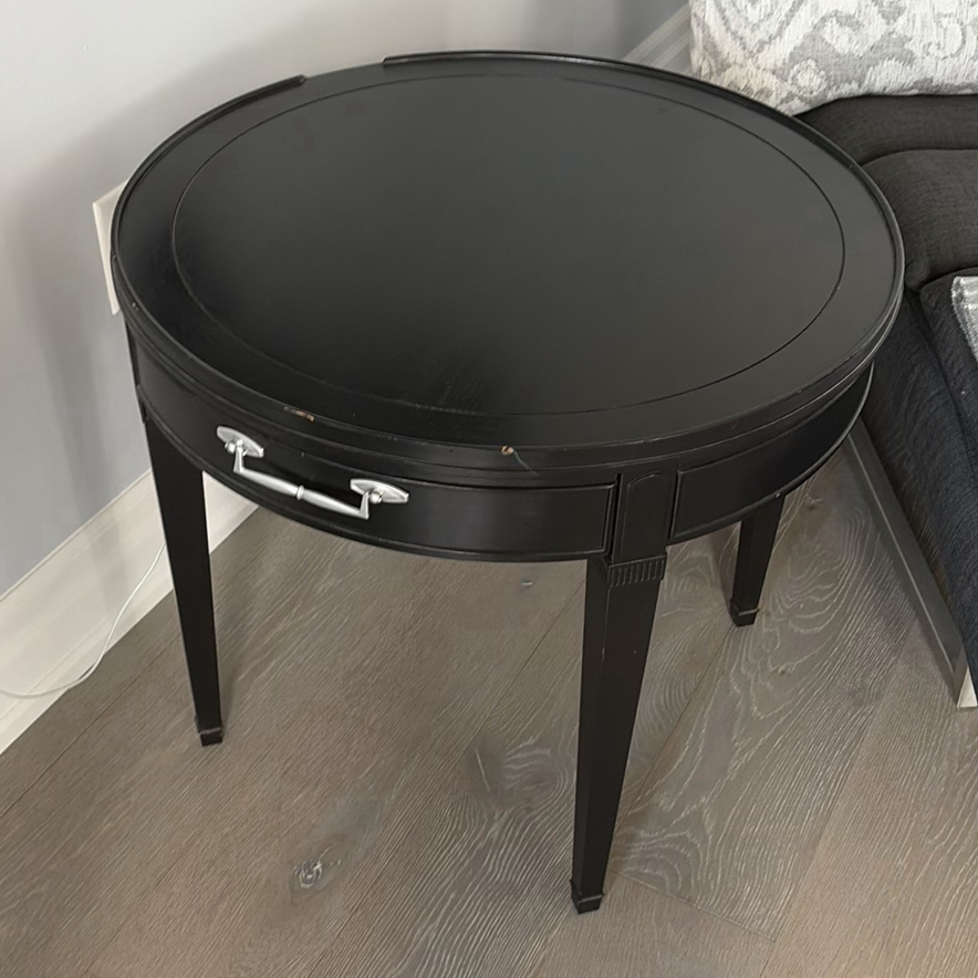 Black Round Accent Table with Drawer - image 1 of 9