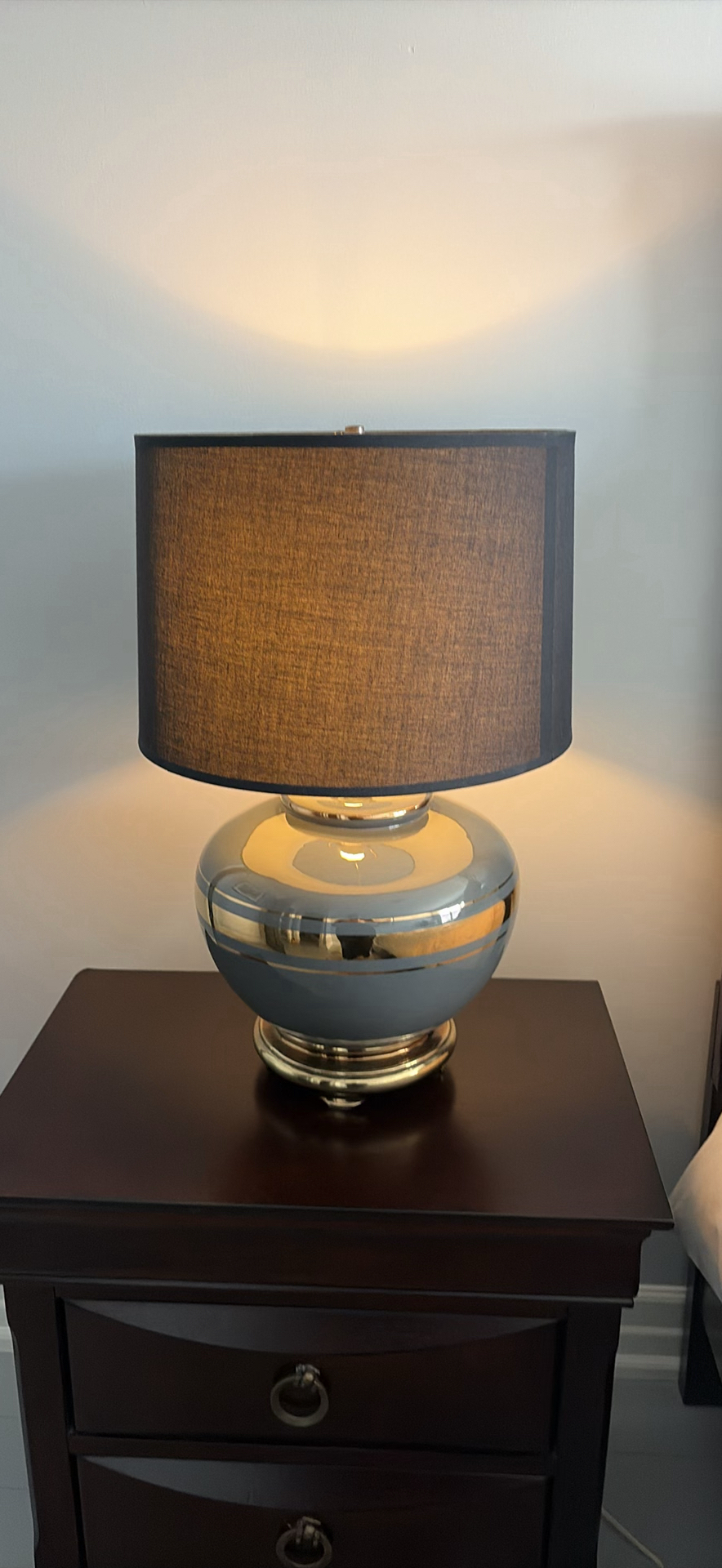 Two Table Lamps with Black Drum Shades - image 1 of 11