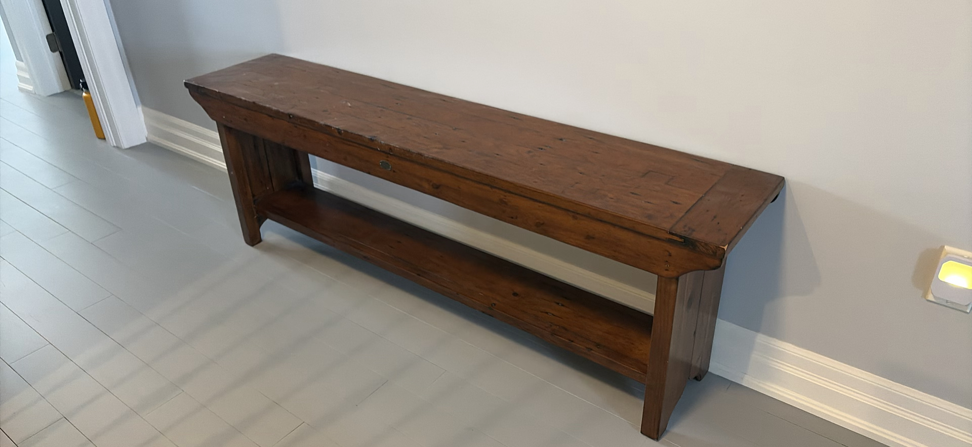 Wooden Bench with Shelf - image 1 of 11