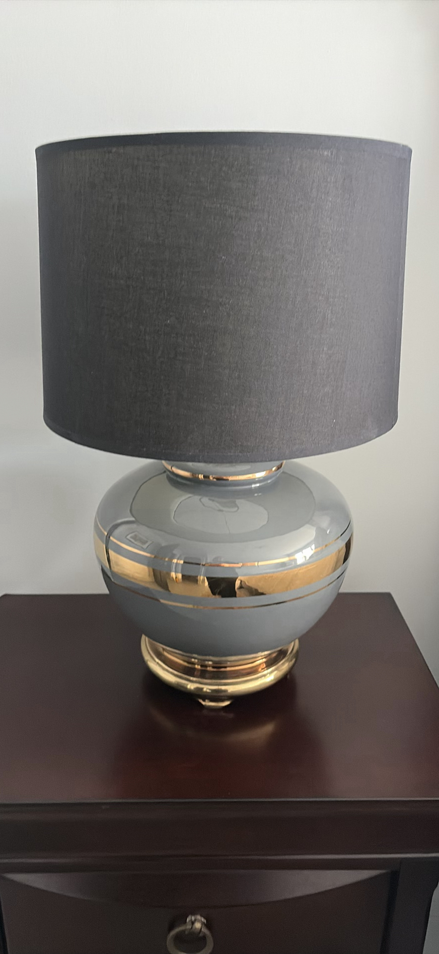 Two Table Lamps with Black Drum Shades - image 5 of 11