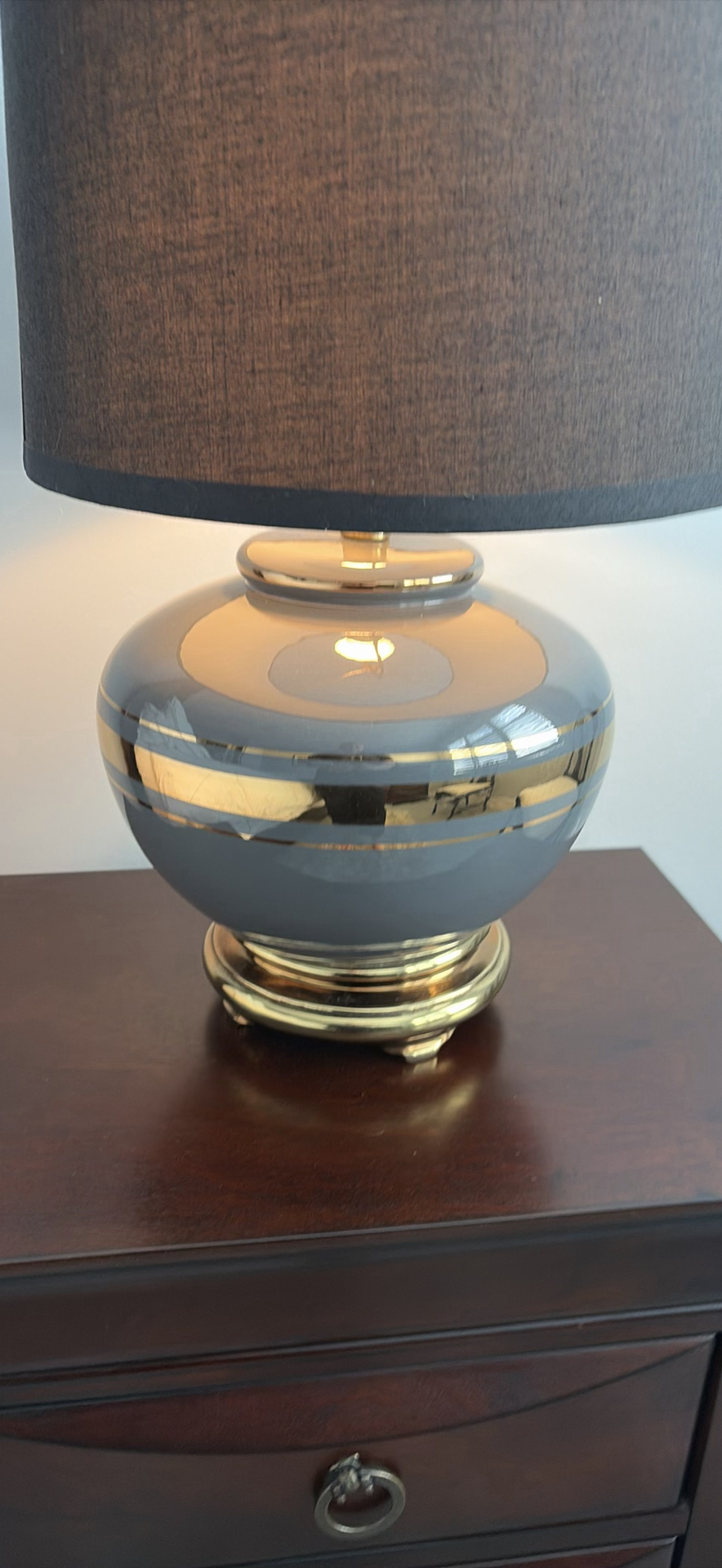 Two Table Lamps with Black Drum Shades - image 10 of 11