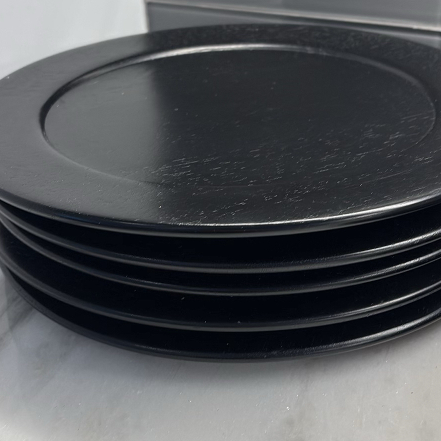 Set of 8 Black Round Wooden Chargers - image 5 of 8
