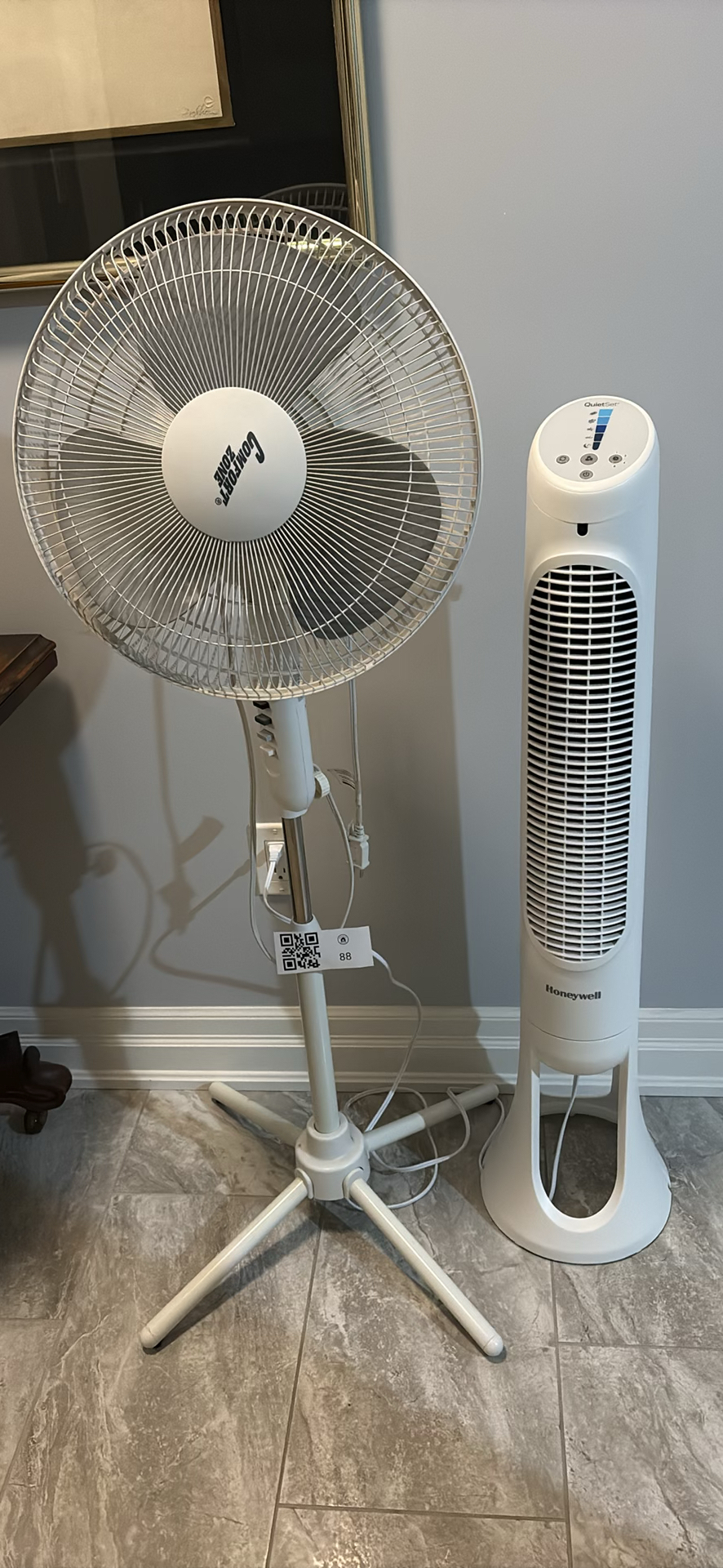 Comfort Zone Pedestal Fan and Honeywell QuietSet Tower Fan - image 1 of 12