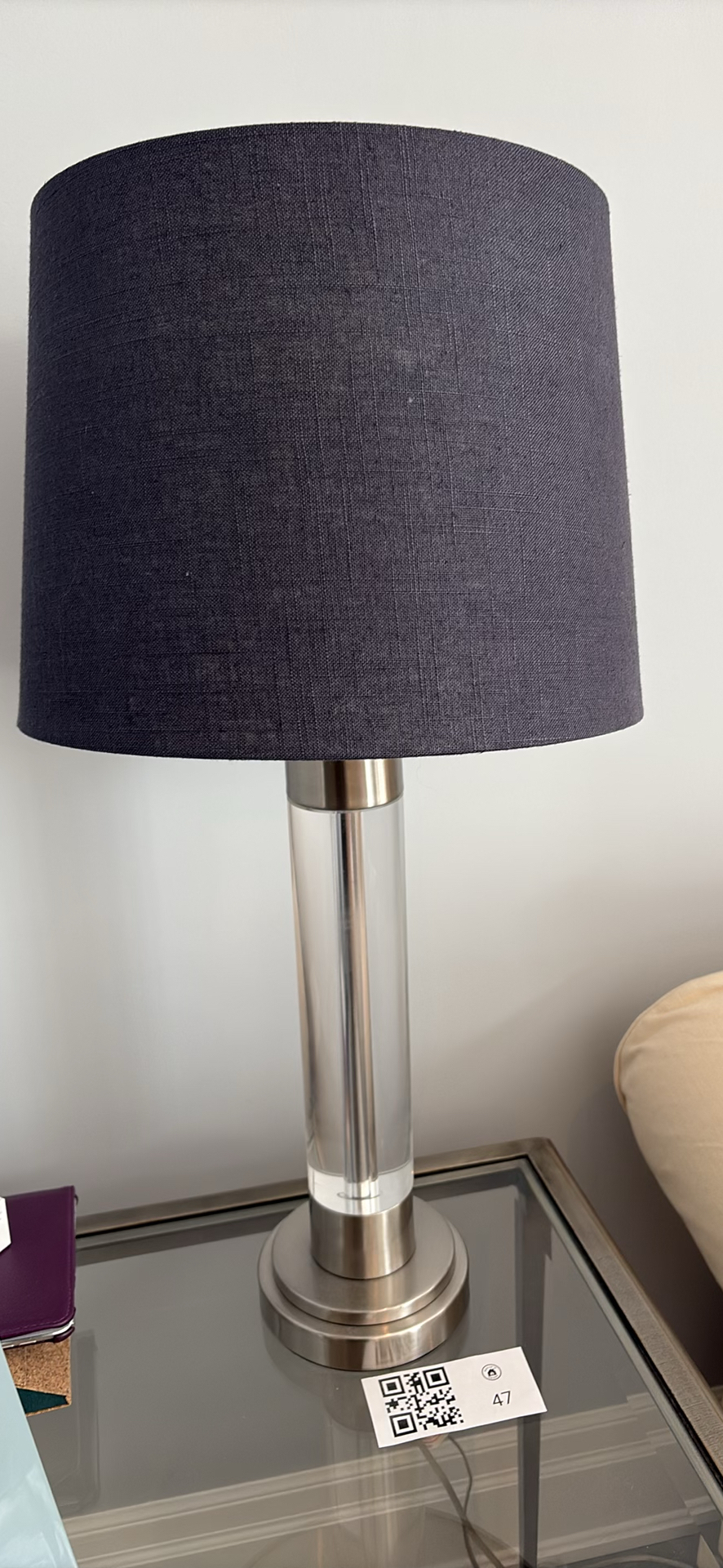 Two Modern Table Lamps with Navy Shade - image 2 of 9