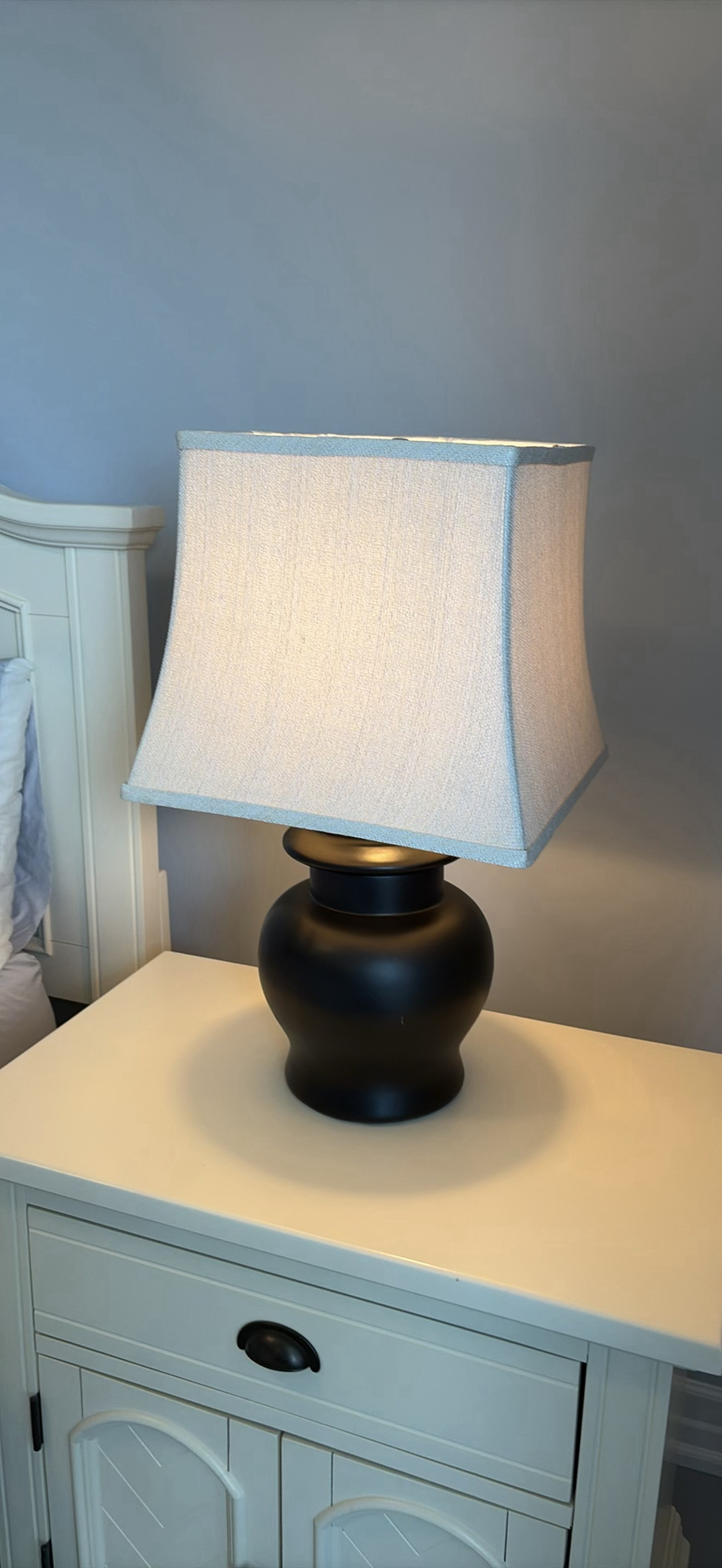 Two Black Table Lamps with White Fabric Shade - image 4 of 10