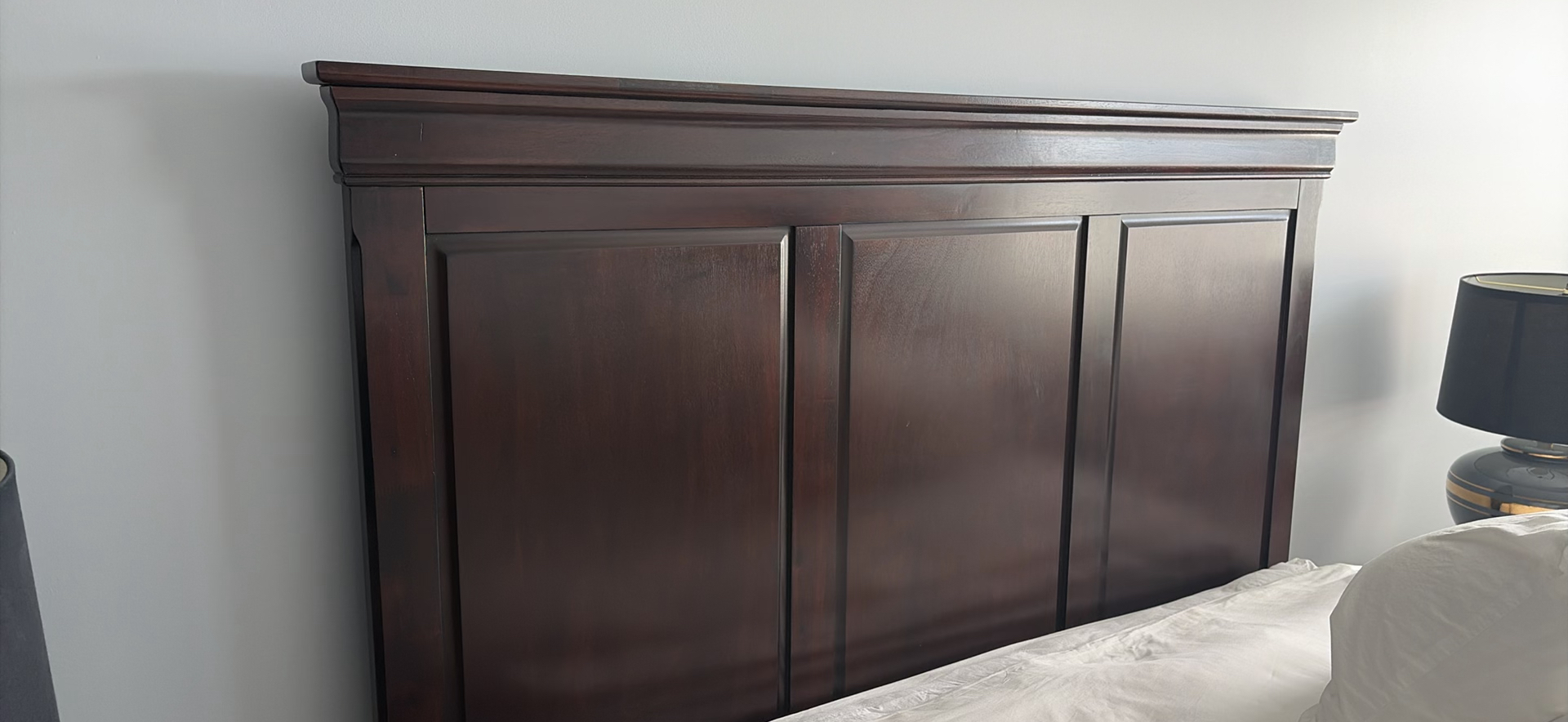 Dark Wood Queen Bed Frame with Mattress/Boxspring - image 2 of 12