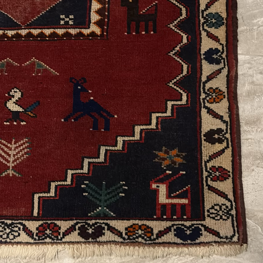 Iranian Area Rug with Geometric and Animal Motifs - image 5 of 11
