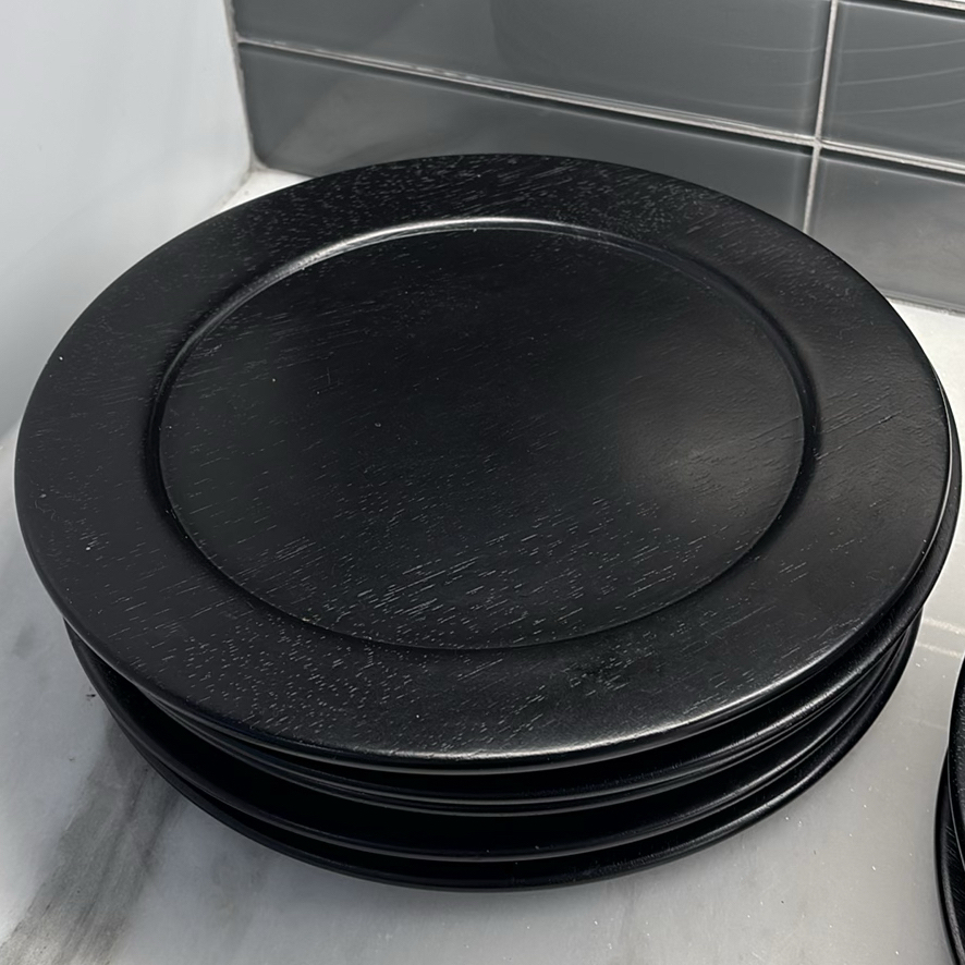 Set of 8 Black Round Wooden Chargers - image 8 of 8