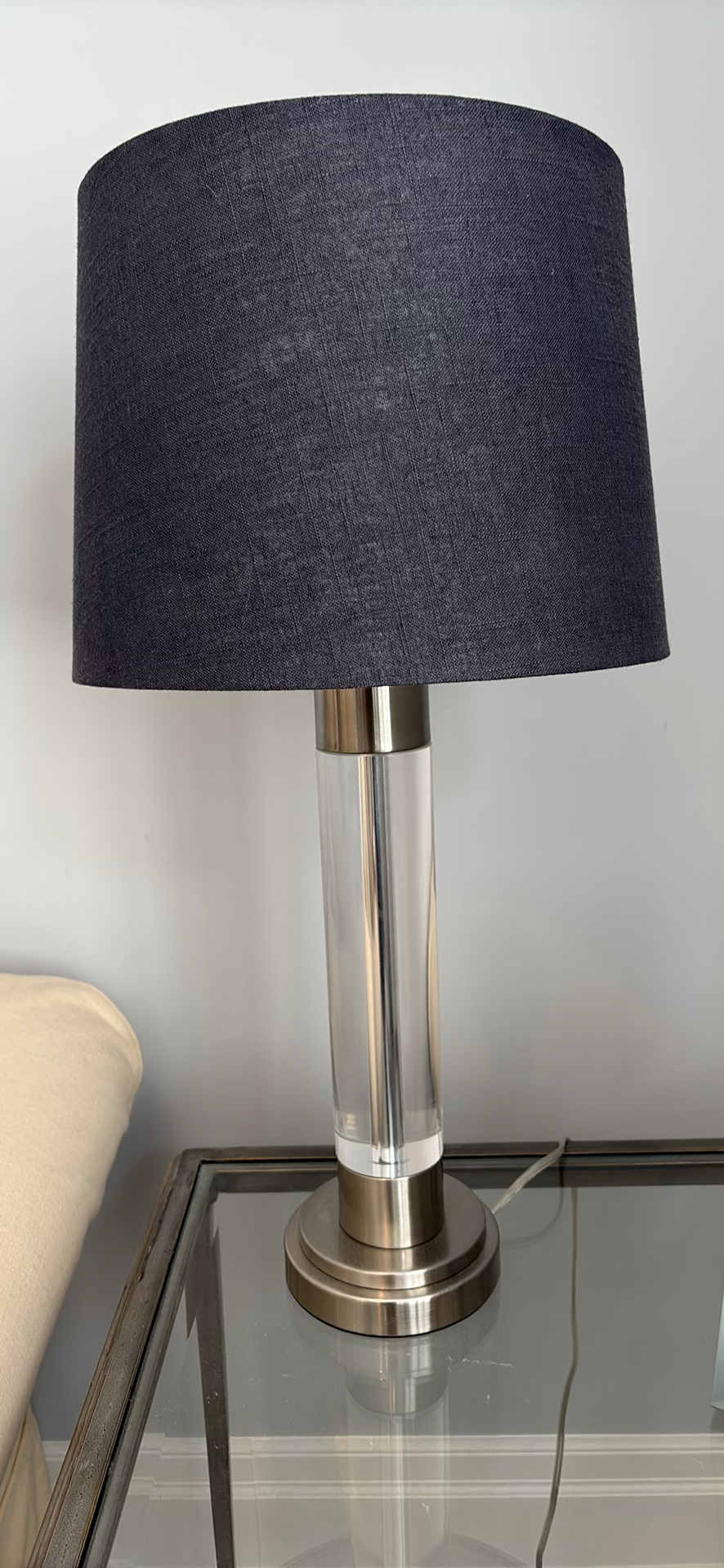 Two Modern Table Lamps with Navy Shade - image 1 of 9