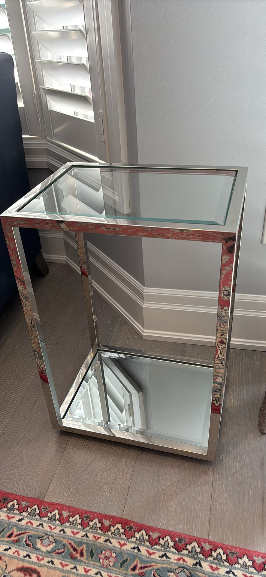 Two Glass and Chrome Accent Tables - image 6 of 8
