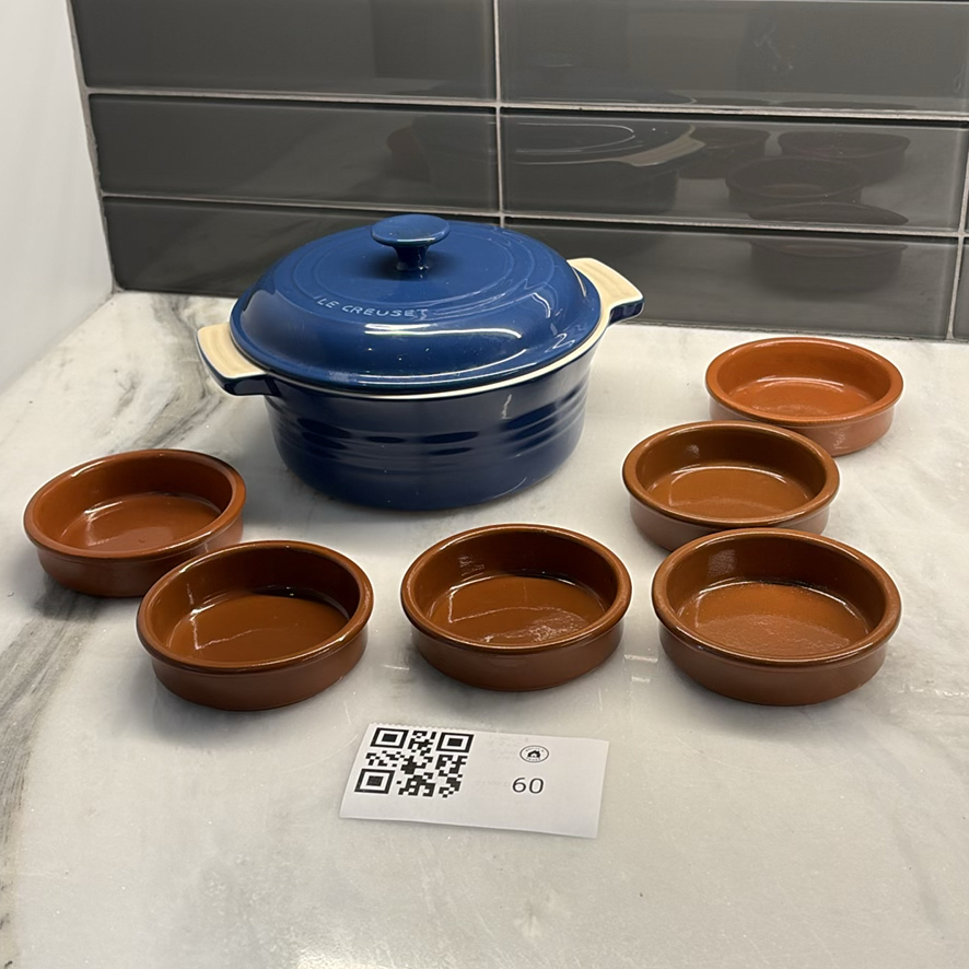 Le CREUSET Blue Covered Casserole Dish with Six Small Ramekins - image 1 of 9