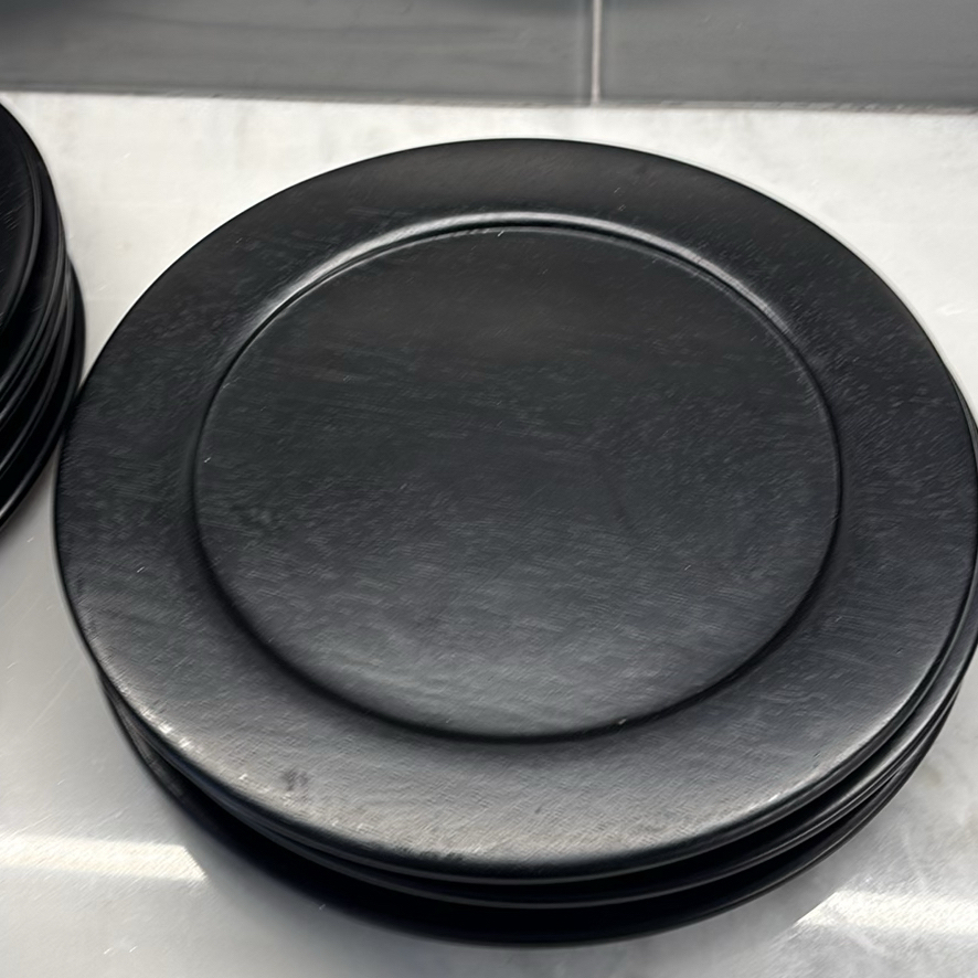 Set of 8 Black Round Wooden Chargers - image 7 of 8