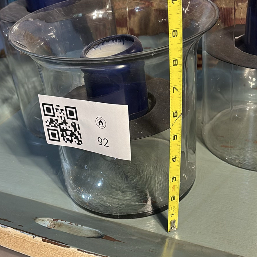 Glass Hurricane Candle Holders and Wooden Tray - image 5 of 15