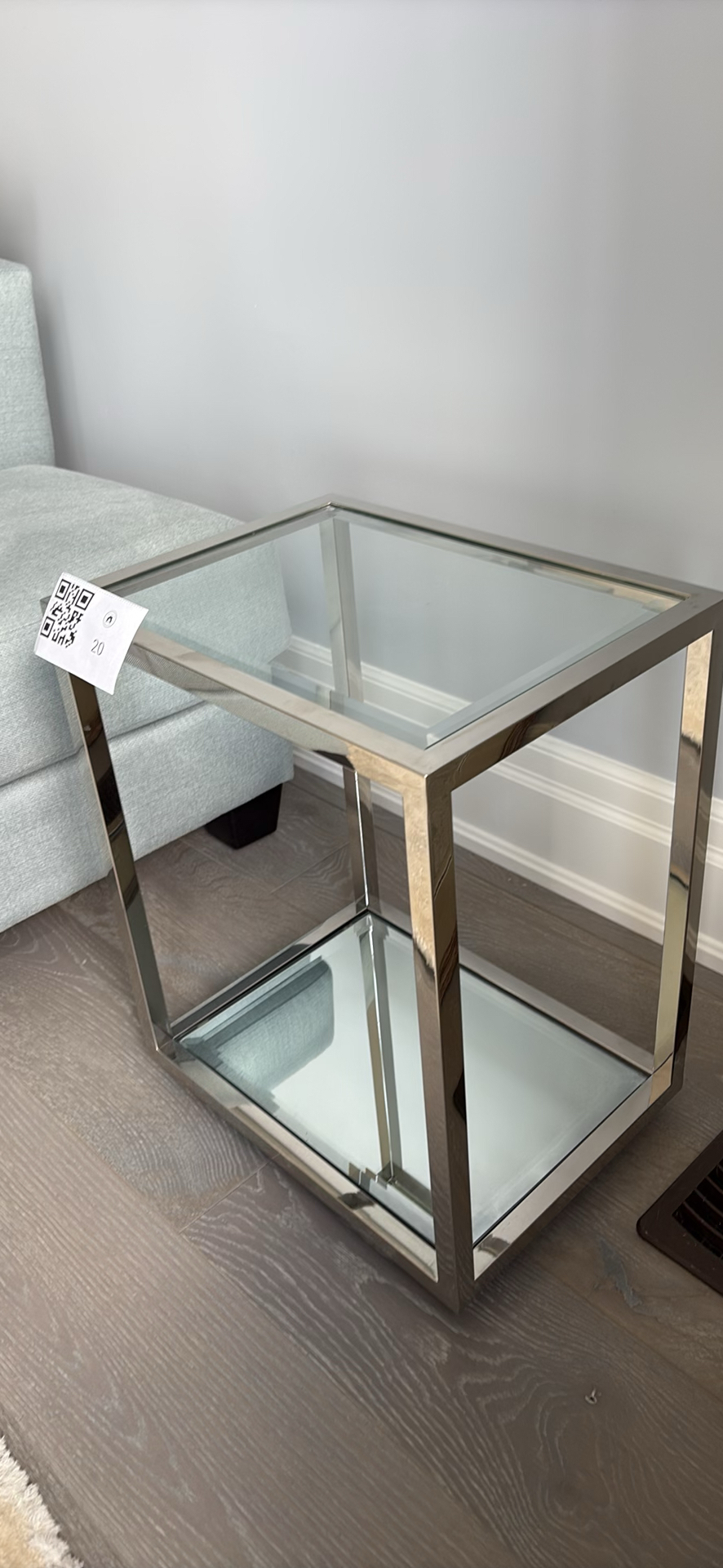 Two Glass and Chrome Accent Tables - image 3 of 8