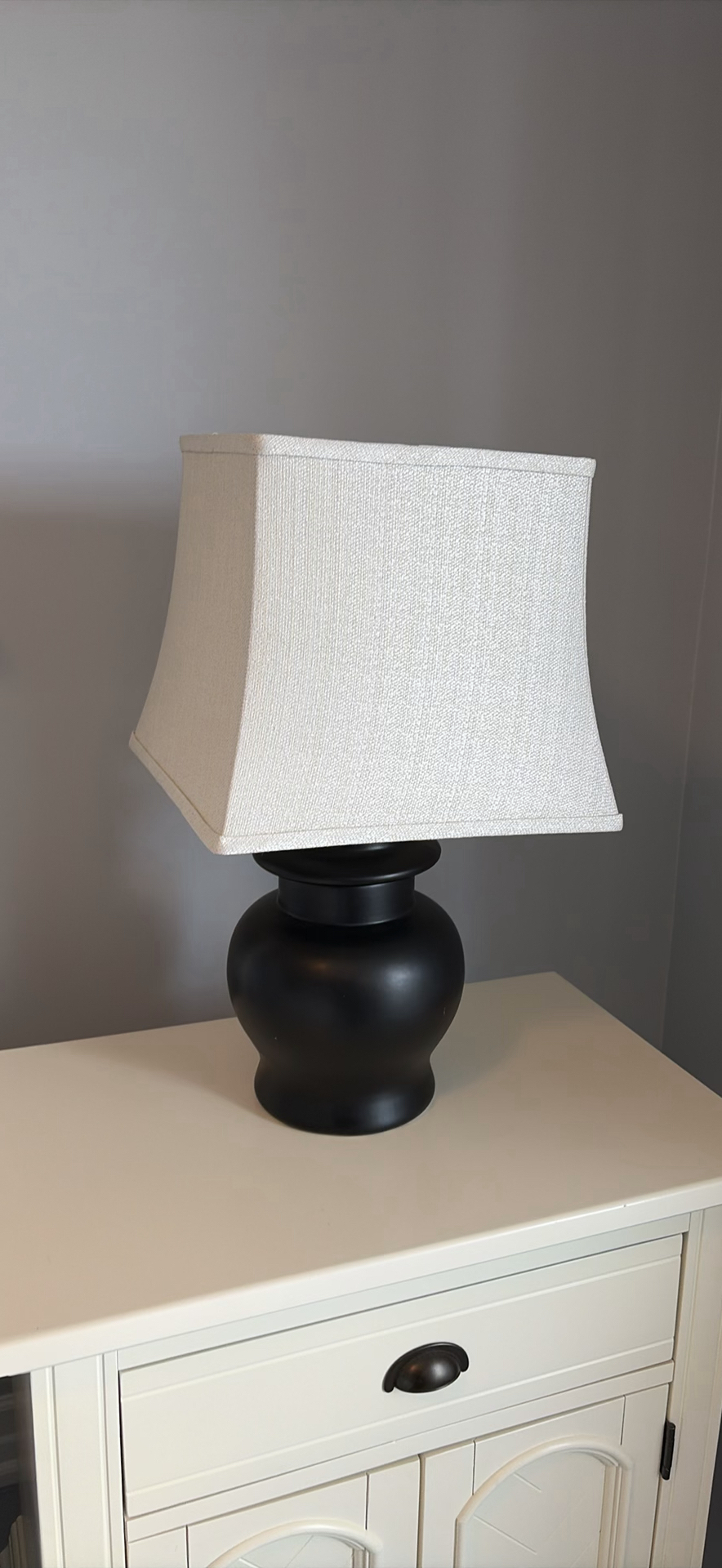 Two Black Table Lamps with White Fabric Shade - image 5 of 10