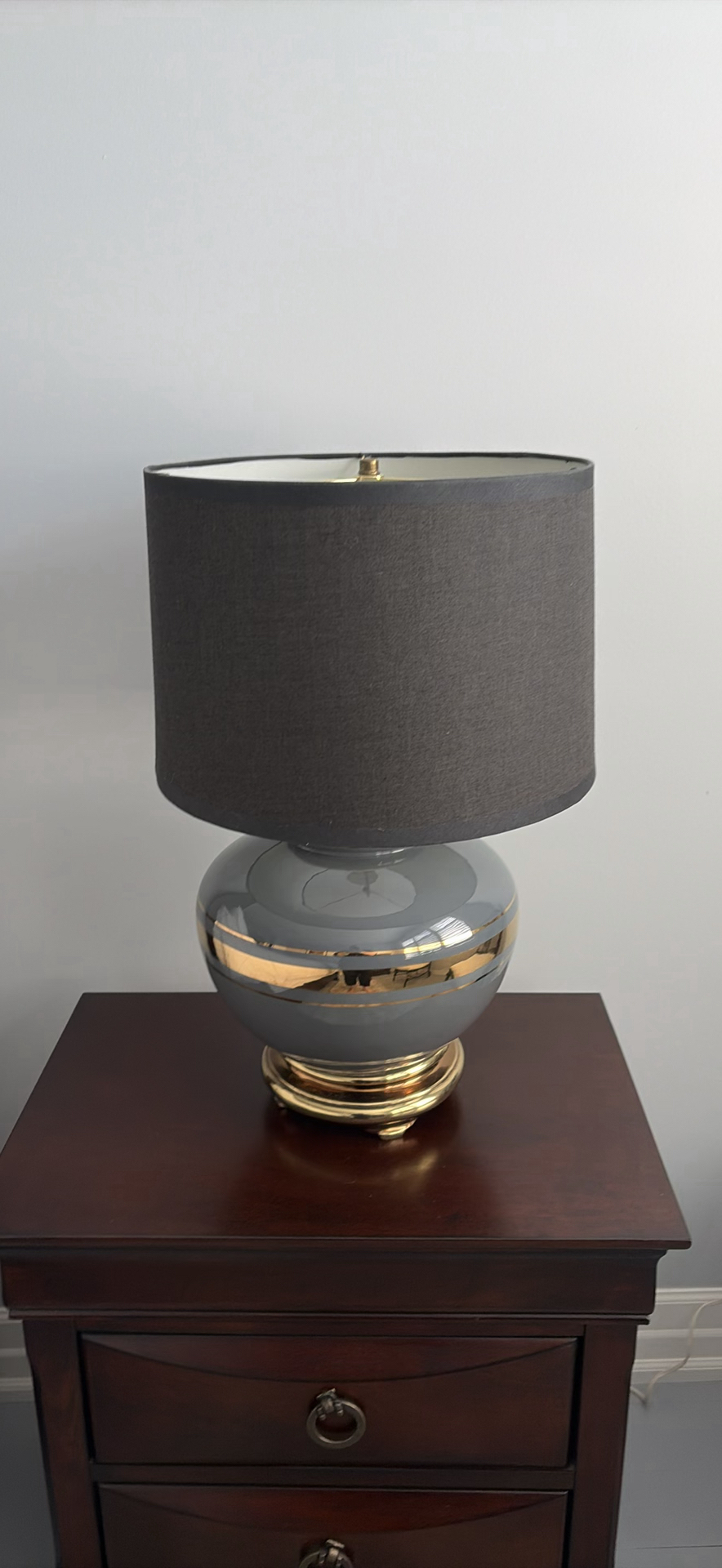 Two Table Lamps with Black Drum Shades - image 7 of 11