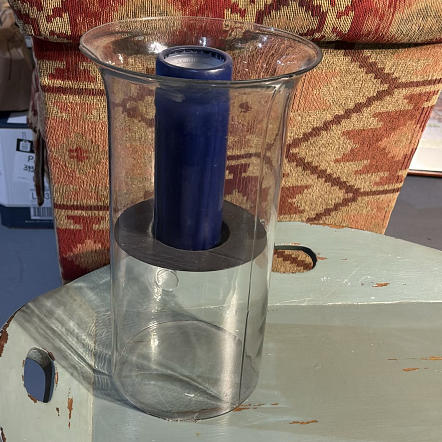 Glass Hurricane Candle Holders and Wooden Tray - image 9 of 15