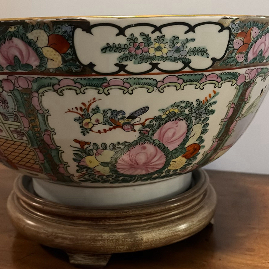 Decorative Chinese Style Porcelain Bowl & Stand - image 2 of 9